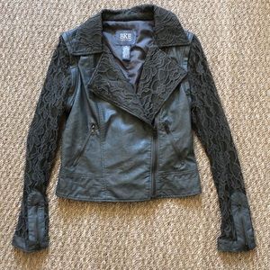 BKE green lace moto vest jacket